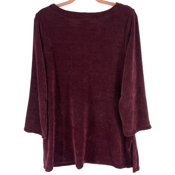 J. Jill Women's Size Medium Burgundy/Maroon Plush Cozy Chenille Sweater - Picture 2 of 5